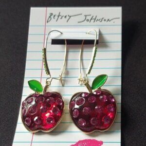 BETSEY JOHNSON Crystal Apple Earrings